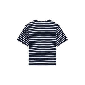 Mint Velvet Navy Stripe Scallop Trim T-Shirt